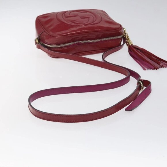 GUCCI Soho Interlocking Shoulder Bag Enamel Red Gold 308364 Auth 123849 - Picture 8 of 16